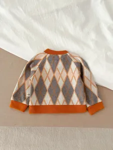 Gilet en tricot argyle pour bébés garçons filles pull vintage à motif de losanges automne