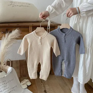 Infant Baby Knit Romper Fall Long Sleeve Raglan Sleeve Jumpsuit Newborn Boy Girl Casual O-Neck Pullover Knitwear