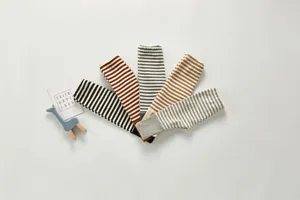 Cotton striped baby leggings pants for newborn infant toddlers autumn candy colors.