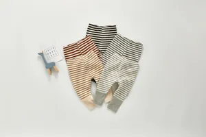 Infant striped cotton leggings detail showing soft texture and multiple color options for daily wear.