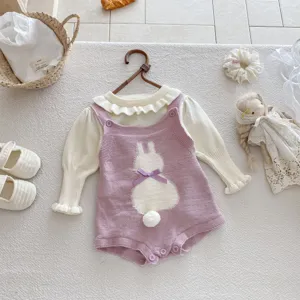 Baby kleidung set kleinkind strickoverall süß hase langarm pullover winter outfit