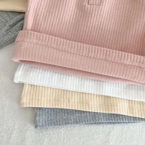 Infant ribbed cotton base shirt detail multi-color baby long sleeve top soft fabric