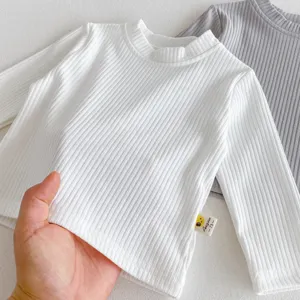 Baby Rippstrick Langarm T-Shirt, weiches Baumwoll Kleinkind Oberteil für den Herbst.