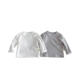 Süßes Baby Rippstrick Langarm Baumwoll T-Shirt Set, bequemes Kleinkind Herbst Top.