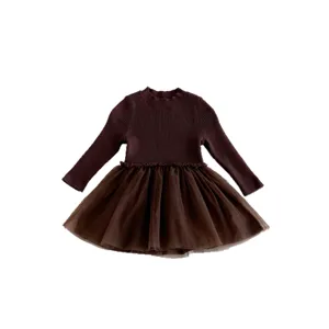 Vestito manica lunga in maglia e tulle per bambina invernale carina principessa vestiti