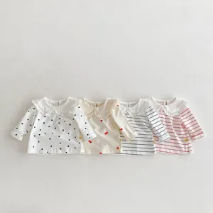 Baby toddler cute ruffle collar long sleeve t-shirt multi print top detail for kids