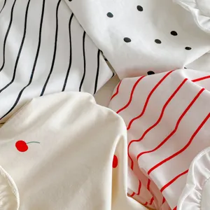 Infant baby toddler cotton long sleeve t-shirt fabric detail and cute lovely patterns.