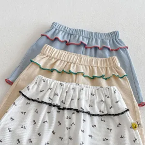 Pantalone a coste per neonati vita con volant carino pantalone casual bambino comodo
