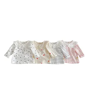 Baby toddler long sleeve t-shirt sweet ruffled peter pan collar cute toddler clothing spring