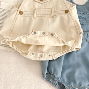 Baby sommer baumwolle strampler süsser träger body kleinkind kinder kleidung set detail