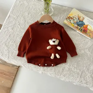 Infant baby cute bear knitted romper long sleeve jumpsuit autumn newborn baby clothes