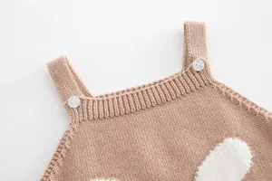 Infant baby knitted strap romper detail cute bunny pattern pure cotton baby girl bodysuit clothing