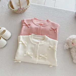 Baby girls knitted cardigan set sweet bow sweater autumn infant cute outerwear toddler top