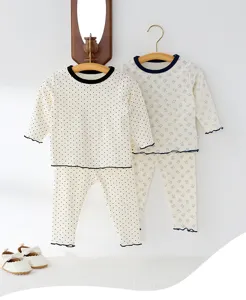 Set biancheria intima termica per bambini top maniche lunghe e pantaloni cotone comodo
