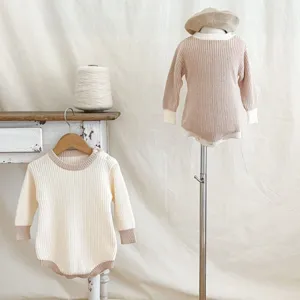 Baby Strick-Romper Kleinkind Herbst Pullover Langarm Bodysuit süße Babybekleidung Set