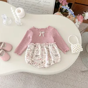 Infant baby girl long sleeve romper floral print bodysuit cute newborn crawler outfit!