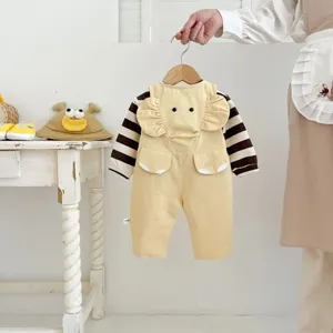 Toddler Baby Fall Long Sleeve Striped Overpants Cute Elephant Design Casual Cute Kids Clothing