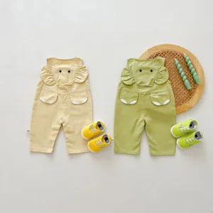 Cute toddler baby cotton overalls set with matching shoes, candy color style for autumn.