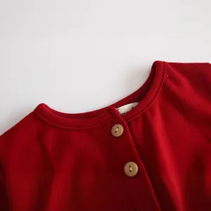 Abito principessa rosso per bambina neonata grazioso vestito da festa maniche lunghe nuovo