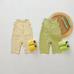 Toddler baby cotton casual candy color wide shoulder strap romper and matching shoes detail view