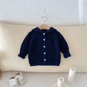 Gilet en tricot à capuche pour bébé, vêtement d'automne confortable avec boutons pour tout-petits