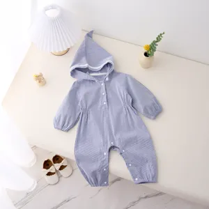 Mameluco de bebe a rayas con capucha manga larga ropa de primavera para recien nacido