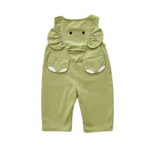Cute toddler baby green overall pants with elephant ears design, comfortable casual infant clothing.