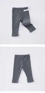 Infant baby ribbed leggings grey casual cotton trousers comfortable toddler pants elastic waist