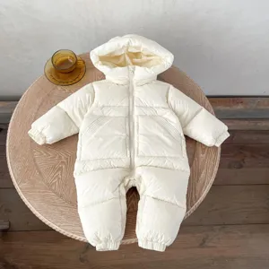 Mono de invierno para bebé con capucha plumón blanco ropa de abrigo para recién