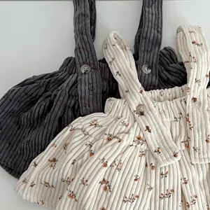 Infant corduroy floral strap romper skirt sweet baby cute overalls dress cute toddler clothes