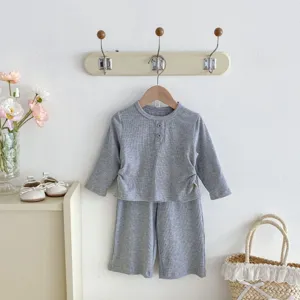 Ensemble haut et pantalon côtelés gris pour tout-petit, vue détaillée, mode enfant