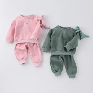 Toddler Baby Boys Girls Long Sleeve Sweatshirt Jogger Pants Set Cute Dinosaur Doll Kids Spring Outfit Children Tracksuit