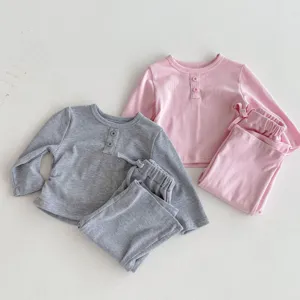 Bébé Fille Ensemble T-shirt Manches Longues Côte et Pantalon Large Automne Enfant