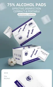Individually wrapped 75% isopropyl alcohol prep pads for sterilization and cleaning