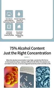 Detailed view of 75% alcohol prep pads showing sterilization and skin-friendly features