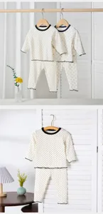 Set abbigliamento casa bambino cotone manica lunga, pigiama bambini in dettaglio.