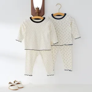 Set abbigliamento casa bambini in cotone maglia manica lunga e leggings comodi per bimbi