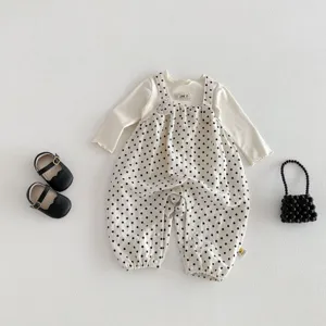 Kleinkind Baby Mädchen Pünktchen Langarm Strampler Set Baumwolle Outfits Kleidung.