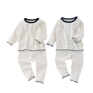 Set abbigliamento casa bambino in cotone manica lunga e leggings, comodo e traspirante.
