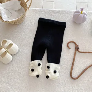 Kleinkind Baby Mädchen Strick Leggings mit Kontrastbündchen für Herbst und Winter Tage.