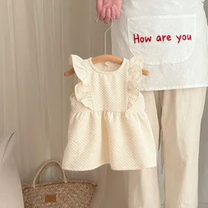 Baby meisje zomer ruffle jurk schattige pasgeboren peuter boetiek kleding detail view