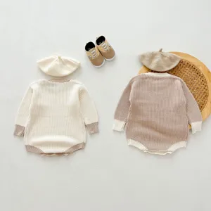 Baby Strick Overall Set mit Barette Herbst süße Kleinkind Langarm Body Kleidung