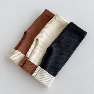 Leggings lavorati a maglia bambina inverno neonato spessi polsini con risvolto vista