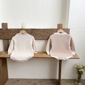 Säugling Strick Strampler Baby Langarm Jumpsuit Herbst warme süße Kleidung Stil Neu