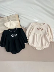 Infant baby girl lace embroidered long sleeve romper spring newborn cotton jumpsuit clothing