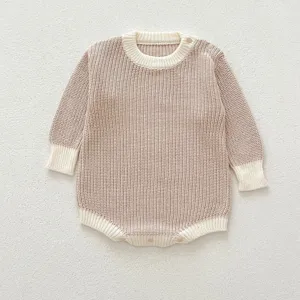 Baby Strick Strampler langarm niedlicher neutraler Baby Body für Herbst Kleidung