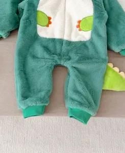 Neonato inverno spesso pile dinosauro tutina simpatico cappuccio vestiti caldi per bambini