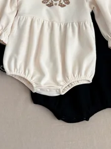 Infant baby waffle romper long sleeve cute floral print bodysuit newborn baby girl clothing