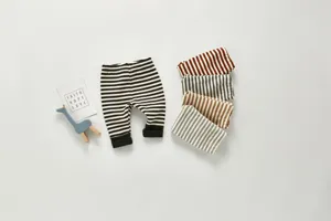 Infant baby cotton striped long pants toddler cute striped trousers multi color set