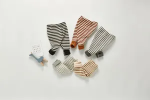 Infant striped cotton long pants detail, soft breathable baby leggings, multi-color styles.